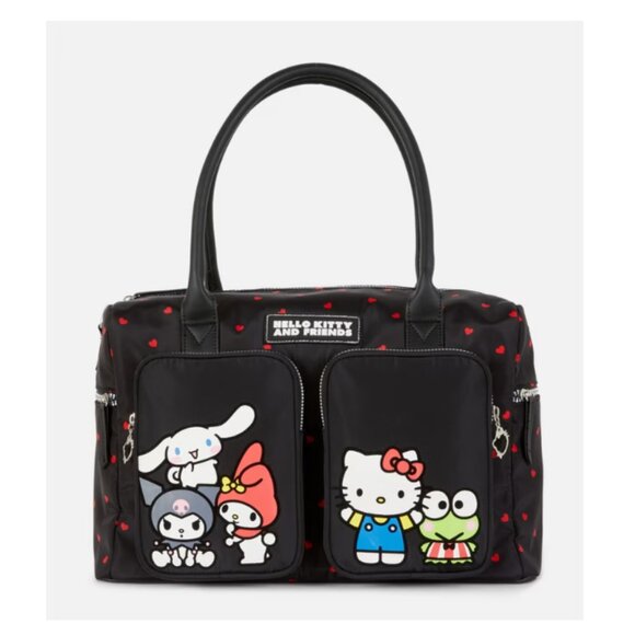 Hello Kitty & Friends Black Red-Hearts Weekender Duffel  NWT Travel Bag - Picture 3 of 5